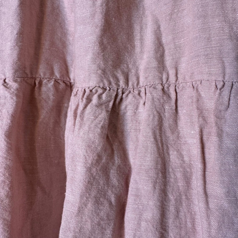 Madewell Womens Pink Linen Blend Tiered Mini Dress V-Neck Short Sleeve Size M - Picture 4 of 9
